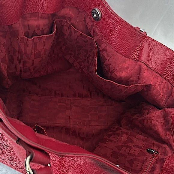 Furla Blood Red Vintage Carmen Leather Shoulder Bag Purse 🌺🌺 - Picture 10 of 11